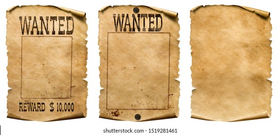 Wild west wanted posters set isolated on white - Shutterstock ID 1519281461
