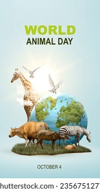 Wildlife animal and earth. World Animal Day concept - Shutterstock ID 2356751277