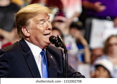 WILKES-BARRE, PA - AUGUST 2, 2018: President Donald J. Trump Delivers A Speech During The 