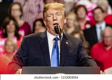 WILKES-BARRE, PA - AUGUST 2, 2018: President Donald J. Trump Delivers A Speech During The 