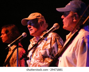 WILKESBORO, NC - AUG 14: Bruce Johnston, Mike Love And Scott Totten Of The Beach Boys Band Perform Onstage At Doc Watson Theatre In Wilkesboro, NC  August 14, 2008.
