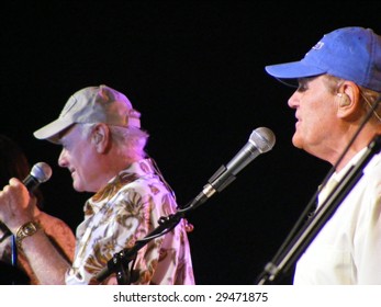 WILKESBORO, NC - AUG 14: Singers Bruce Johnston And Mike Love Beach Boys Band Perform Onstage At Doc Watson Theatre In Wilkesboro, NC  August 14, 2008.