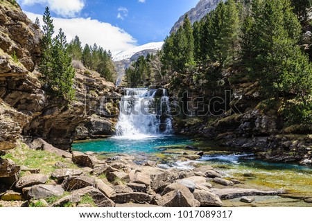 Will waterfall in Ordesa Valley in the Aragonese Pyrenees, Spain