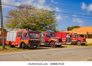 Willemstad, Curaçao - March 2020: Fire Truck In Willemstad, Curaçao
