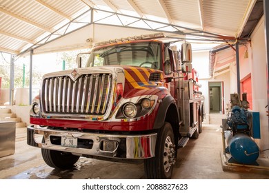 Willemstad, Curaçao - March 2020: Fire Truck In Willemstad, Curaçao
