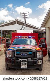 Willemstad, Curaçao - March 2020: Fire Truck In Willemstad, Curaçao
