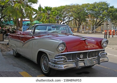 Willemstad Curaçao Netherlands October 13 2012 An Old Red Car In The Street