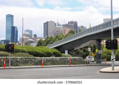 William Barak Bridge And View On City, Melbourne, Australia,18. January 2011