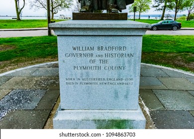 The William Bradford Memorial In Plymouth, MA. William Bradford Was The First Governor And Historian Of The Plymouth Colony.