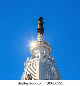 William Penn Statue On A Top Of City Hall Philadelphia