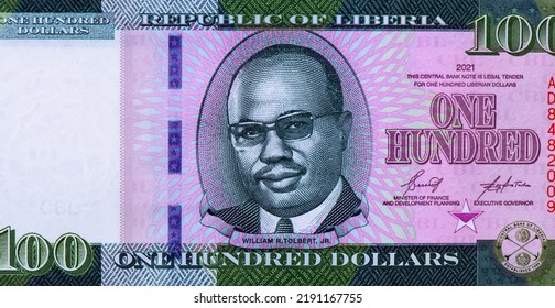 William Richard Tolbert Jr. Portrait From Liberia 100 Dollars 2021 Banknotes.