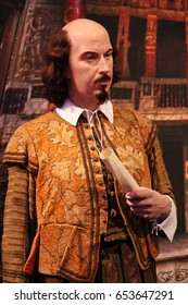 William Shakespeare, London, UK - March 20, 2017: William SHakespeare Wax Figure At Museum London. (1564 –1616) English Poet, Writer, Playwright & Actor, Stock, Photo, Photograph, Picture, Image