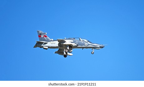 William Town, New South Wales Australia – August 16, 2022 Trainer Jet Landing At Newcastle Airport.