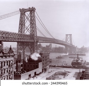 Williamsburg Bridge viewed from downtown Manhattan with Brooklyn in the distance. 1903.