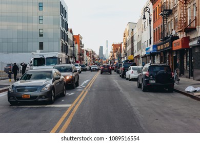 Williamsburg, New York / United States of America - January 20 2018: Street scene in Williamsburg, Brooklyn