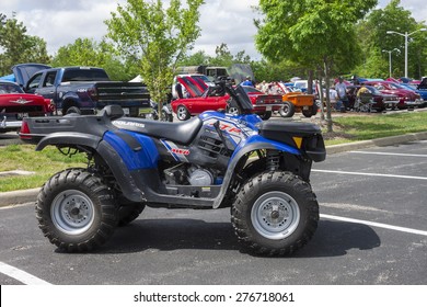 WILLIAMSBURG, VA - May 9, 2015: A James City County Police Department Polaris ATV 
At The 6th Annual Project Lifesaver Car Show.