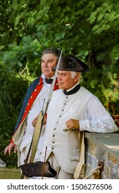 Williamsburg Virginia May 8 2019 Revolutionary War Re-enactors At A Canon Demonstration At Yorktown