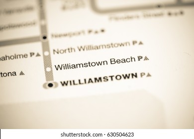 Williamstown Beach Station. Melbourne Metro Map.