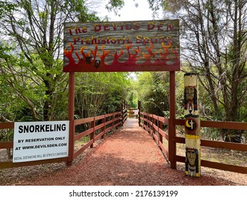 Williston, FL USA - May 6, 2022:  Devils Den Snorkeling And Scuba Diving Privately Owned Spring In Williston, Florida.