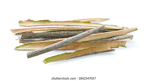 Willow Bark In Closeup On White Background