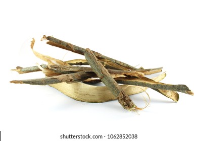 Willow Bark (Salix Alba) Isolated On White.