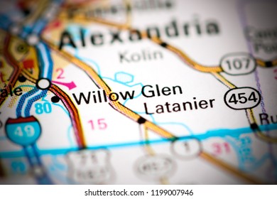 Willow Glen. Louisiana. USA On A Map