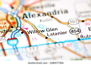 Willow Glen. Louisiana. USA On A Map