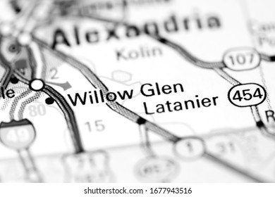 Willow Glen. Louisiana. USA On A Map