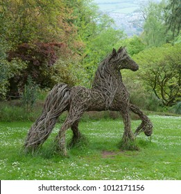 Willow Horse In A Country Cottage Garden In Rural Devon, England, UK