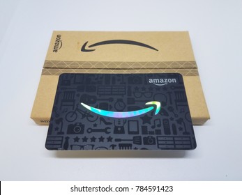 Wilmington, Delaware, U.S.A - January 1, 2018 - Amazon gift card and its box