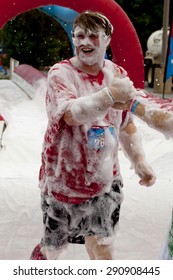 Wilmington, Delaware, USA - June 13, 2015: Man Covered In Foam At 