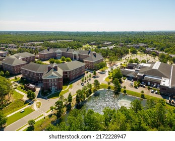 Wilmington, NC, USA - June 23, 2022: Aerial Drone Photo University Of North Carolina At Wilmington