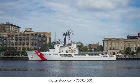 Wilmington, NC/USA - 9/20/2017: The USCGC Vigilant (WMEC-617) Takes Temporary Port In Wilmington, NC.