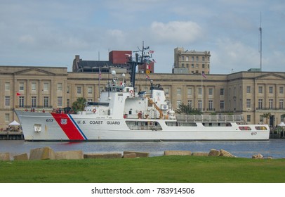 Wilmington, NC/USA - 9/20/2017: The USCGC Vigilant (WMEC-617) Takes Temporary Port In Wilmington, NC.