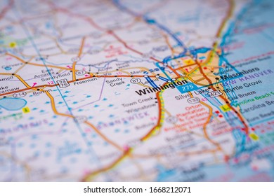 Wilmington on USA travel map background