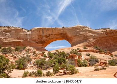 Wilson Arch In A Semi Desert Landscape In Moab Utah