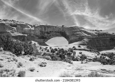 Wilson Arch In A Semi Desert Landscape In Moab Utah