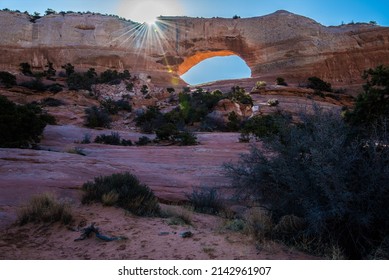 Wilson Arch in southeastern Utah. Natural arches are created by the wind and weather over eons of time.