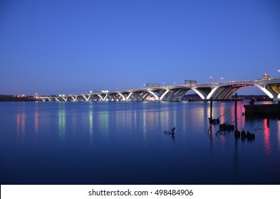 Wilson Bridge In Alexandria, Virginia At Night