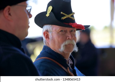 Wilsons Creek Battlefield Missouri - July 07 2018 Union Soldiers Participating In A Reenactment Of The Civil War . Wilsons Creek Battlefield Is A National Battlefield Located By Springfield Missouri.