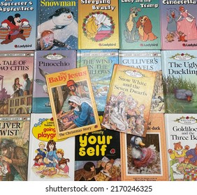 Wiltshire, UK - June 2022: A Selection Of Old Ladybird Children’s Book Series