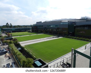 Wimbledon, United Kingdom. August 2016. Practice Grass Courts And Centre Court. All England Lawn Tennis And Croquet Club.