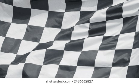 win winner checkered flag Black and white waving on  on post sign of final round end of line racing motor sport competition game. checkered flag  - Powered by Shutterstock