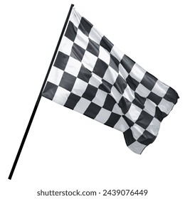 win winner checkered flag Black and white waving on  on post sign of final round end of line racing motor sport competition game. checkered flag isolated on white background. This has clipping path. - Powered by Shutterstock