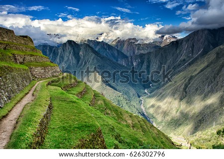 Winayhuayna, Inca ruins of agricultural center, The Inca Trail to Machu Picchu, Cusco - Peru