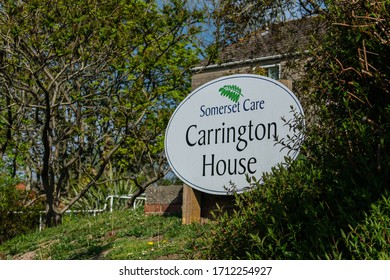 Wincanton, Somerset / Untied Kingdom - April 23 2020: A Somerset Care Home Sign For Carrington House, Photographed On A Bright Sunny Day During The UK COVID-19 Lock Down.