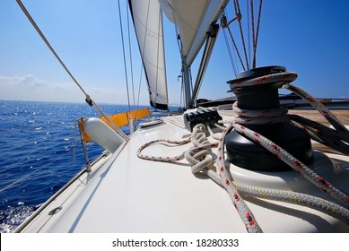 Winch On A Sailing Yacht