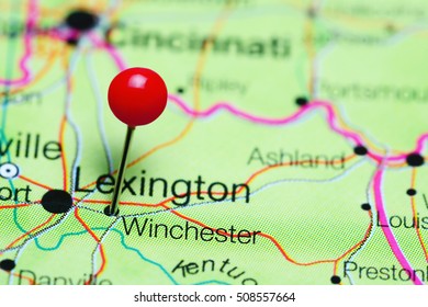 Winchester Pinned On A Map Of Kentucky, USA
