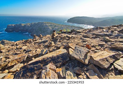 The Wind Beaten And Dry Rocky Landscape Of The Cape In Cap De Creus Peninsula, Catalonia, Spain.  This Extraordinary Landscape Inspired Some Salvador Dali Works.