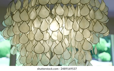 Wind Chime Mother-of-Pearl Chandelier Electroplated Metal Shell Pendant Light Living Room Wedding Room Restaurant Decoration Ceiling Pendent Lamp E26 Indoor Lighting Fixtures - Powered by Shutterstock